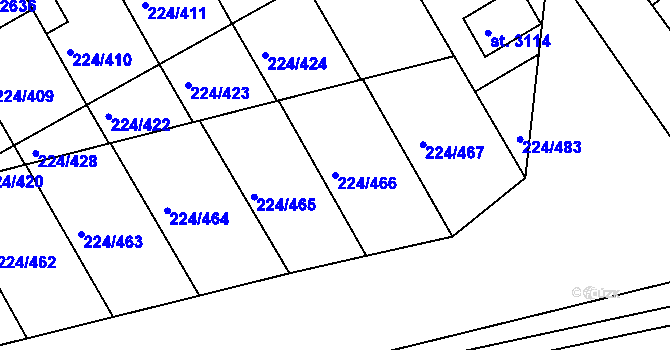 Parcela st. 224/466 v KÚ Ostrov nad Ohří, Katastrální mapa