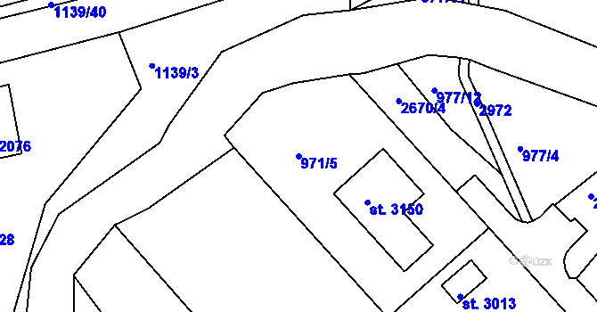 Parcela st. 971/5 v KÚ Ostrov nad Ohří, Katastrální mapa