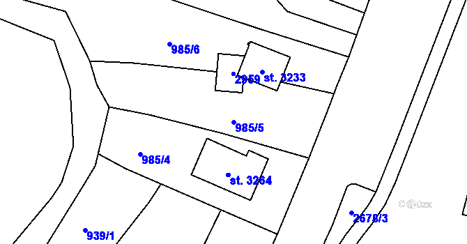 Parcela st. 985/5 v KÚ Ostrov nad Ohří, Katastrální mapa