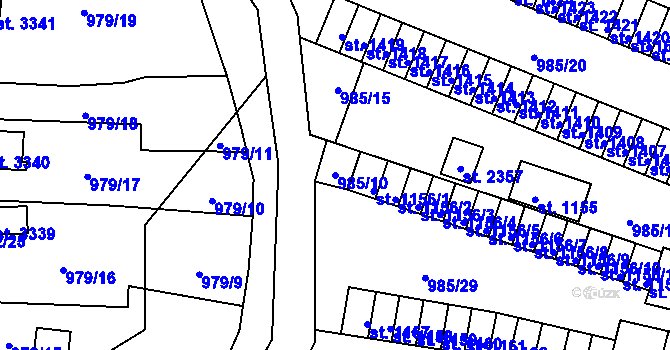 Parcela st. 985/10 v KÚ Ostrov nad Ohří, Katastrální mapa