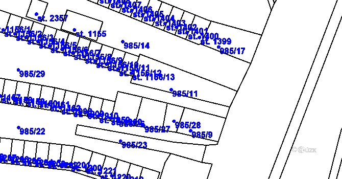 Parcela st. 985/11 v KÚ Ostrov nad Ohří, Katastrální mapa