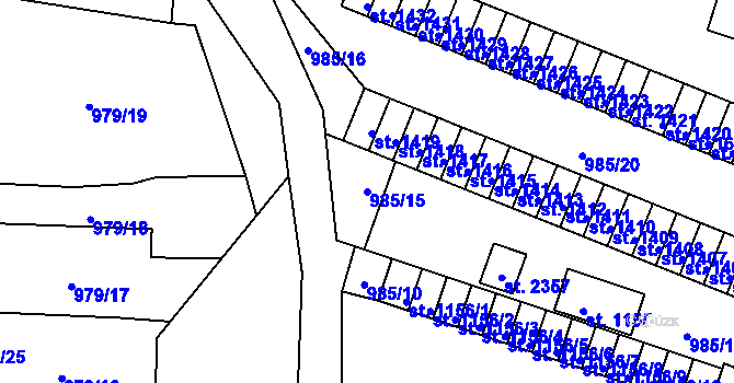 Parcela st. 985/15 v KÚ Ostrov nad Ohří, Katastrální mapa