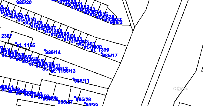 Parcela st. 985/17 v KÚ Ostrov nad Ohří, Katastrální mapa