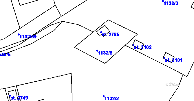 Parcela st. 1132/5 v KÚ Ostrov nad Ohří, Katastrální mapa