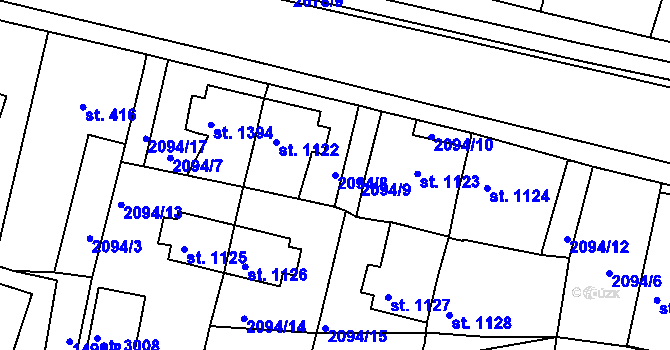 Parcela st. 2094/8 v KÚ Ostrov nad Ohří, Katastrální mapa