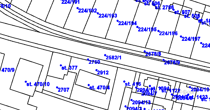 Parcela st. 2582/1 v KÚ Ostrov nad Ohří, Katastrální mapa