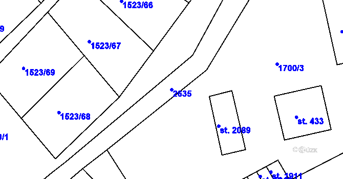 Parcela st. 2635 v KÚ Ostrov nad Ohří, Katastrální mapa