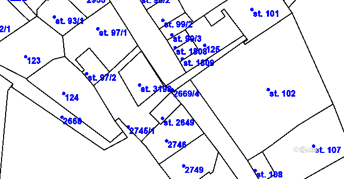 Parcela st. 2669/4 v KÚ Ostrov nad Ohří, Katastrální mapa