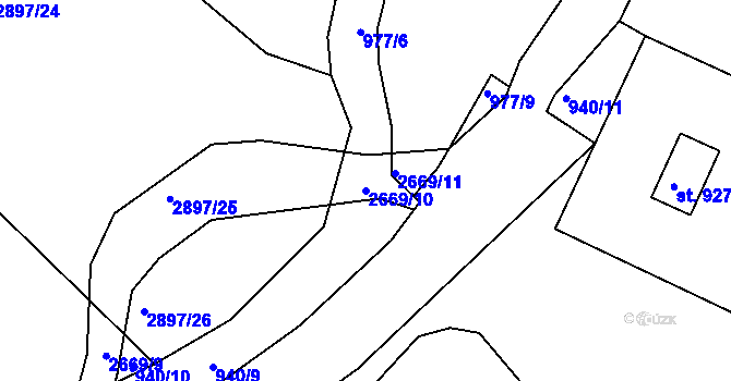 Parcela st. 2669/10 v KÚ Ostrov nad Ohří, Katastrální mapa