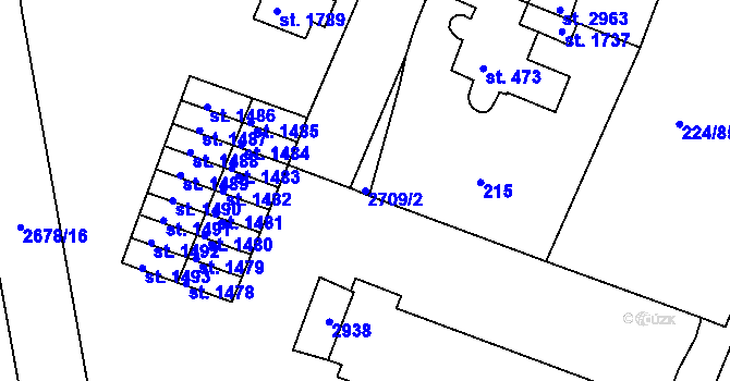 Parcela st. 2709/2 v KÚ Ostrov nad Ohří, Katastrální mapa