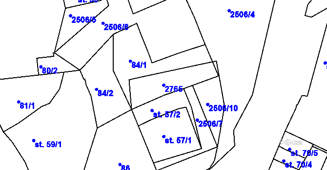 Parcela st. 2765 v KÚ Ostrov nad Ohří, Katastrální mapa