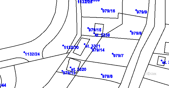 Parcela st. 3321 v KÚ Ostrov nad Ohří, Katastrální mapa
