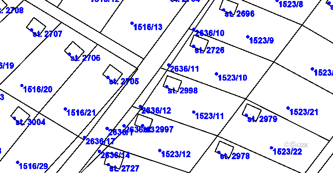 Parcela st. 2998 v KÚ Ostrov nad Ohří, Katastrální mapa