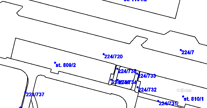 Parcela st. 224/720 v KÚ Ostrov nad Ohří, Katastrální mapa
