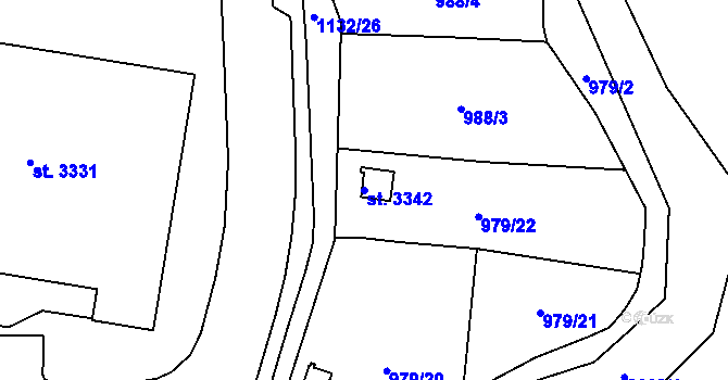 Parcela st. 3342 v KÚ Ostrov nad Ohří, Katastrální mapa