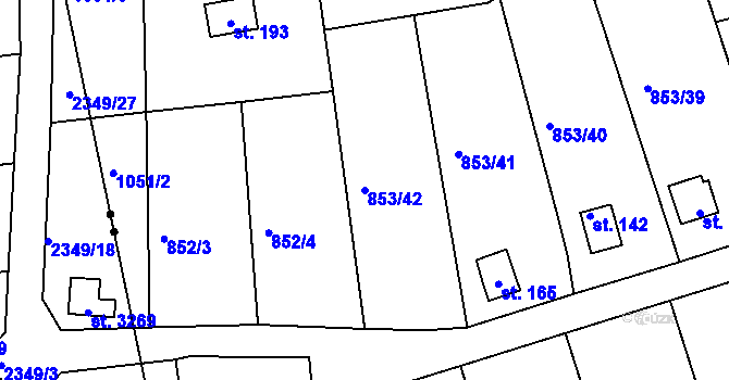 Parcela st. 853/42 v KÚ Mořičov, Katastrální mapa