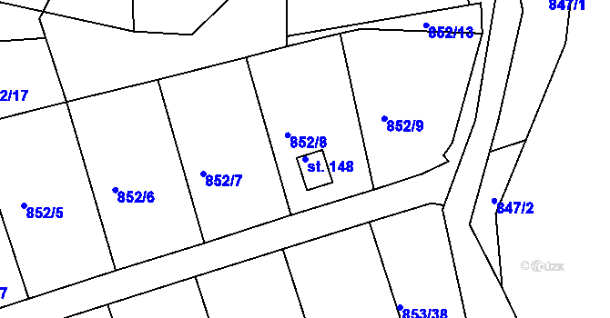 Parcela st. 148 v KÚ Mořičov, Katastrální mapa