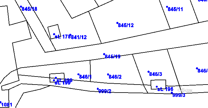 Parcela st. 845/19 v KÚ Mořičov, Katastrální mapa