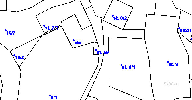 Parcela st. 59 v KÚ Mořičov, Katastrální mapa