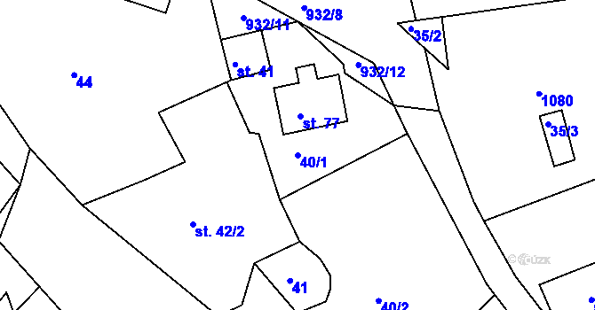 Parcela st. 40/1 v KÚ Mořičov, Katastrální mapa