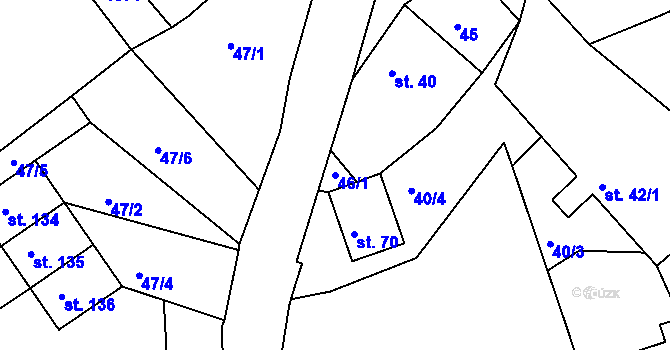 Parcela st. 46/1 v KÚ Mořičov, Katastrální mapa