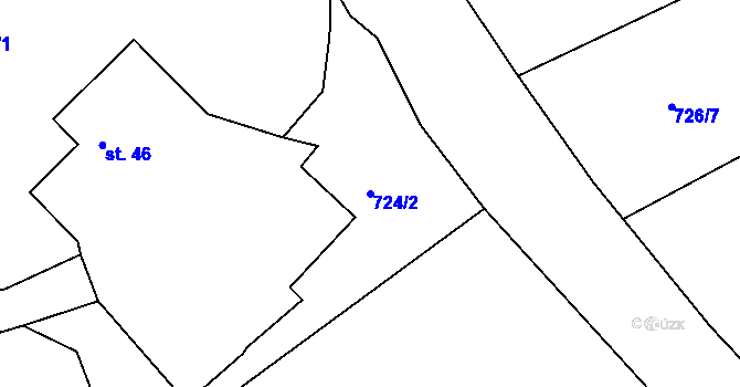 Parcela st. 724/2 v KÚ Mořičov, Katastrální mapa