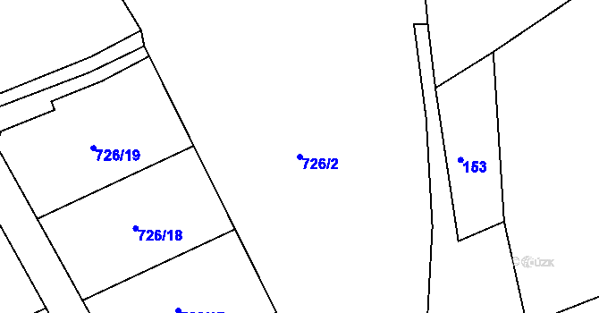 Parcela st. 726/2 v KÚ Mořičov, Katastrální mapa
