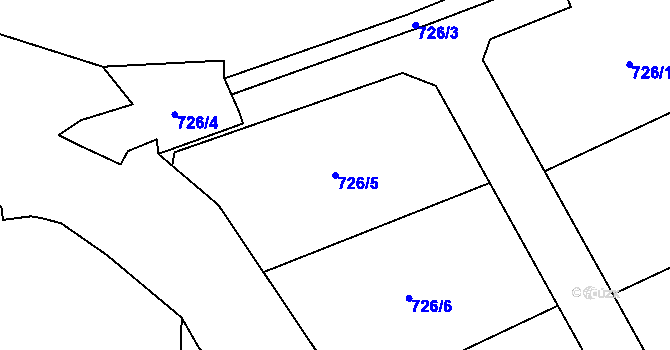 Parcela st. 726/5 v KÚ Mořičov, Katastrální mapa