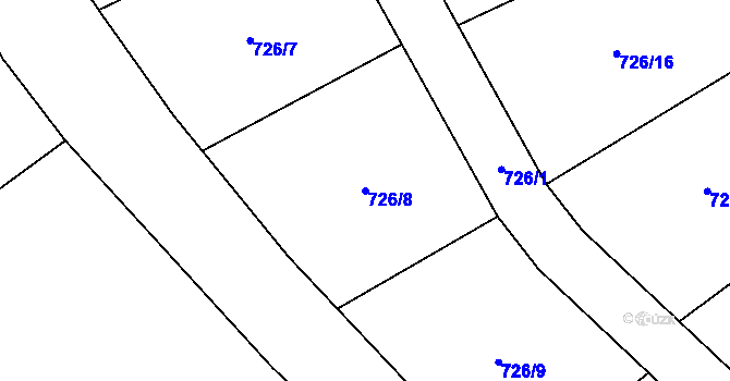 Parcela st. 726/8 v KÚ Mořičov, Katastrální mapa