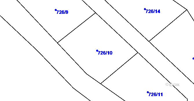 Parcela st. 726/10 v KÚ Mořičov, Katastrální mapa