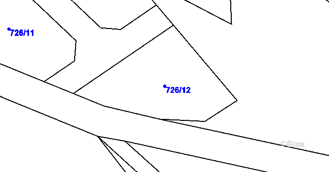 Parcela st. 726/12 v KÚ Mořičov, Katastrální mapa