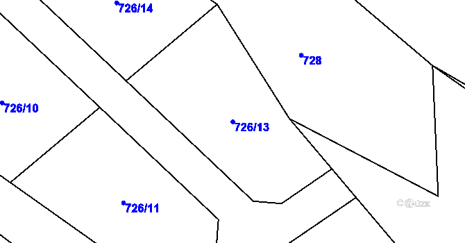 Parcela st. 726/13 v KÚ Mořičov, Katastrální mapa