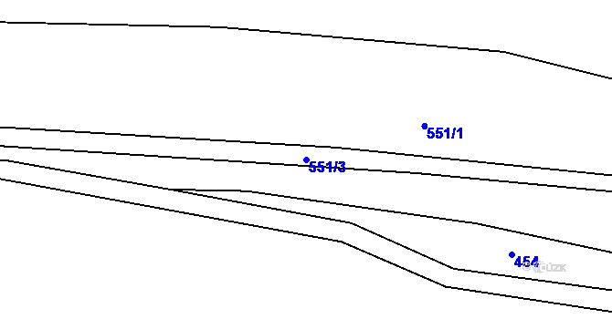 Parcela st. 551/3 v KÚ Lhota u Tachova, Katastrální mapa