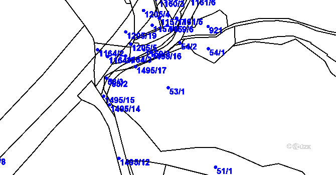 Parcela st. 53/1 v KÚ Lhota u Tachova, Katastrální mapa