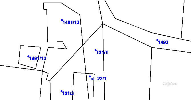 Parcela st. 121/1 v KÚ Lhota u Tachova, Katastrální mapa