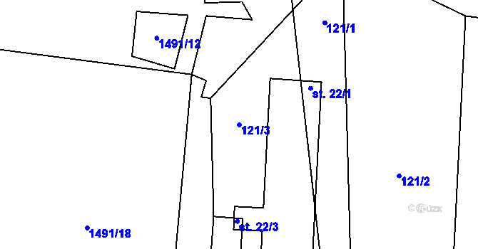 Parcela st. 121/3 v KÚ Lhota u Tachova, Katastrální mapa