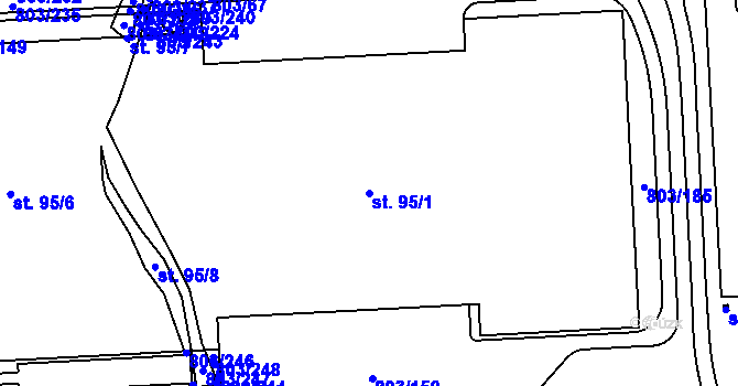 Parcela st. 95/1 v KÚ Ostrov u Tachova, Katastrální mapa