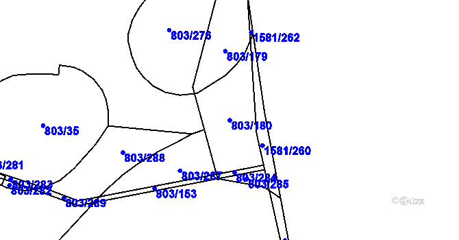 Parcela st. 803/180 v KÚ Ostrov u Tachova, Katastrální mapa