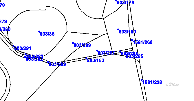 Parcela st. 803/287 v KÚ Ostrov u Tachova, Katastrální mapa