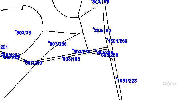 Parcela st. 803/284 v KÚ Ostrov u Tachova, Katastrální mapa
