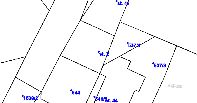 Parcela st. 2 v KÚ Ostrov u Tachova, Katastrální mapa