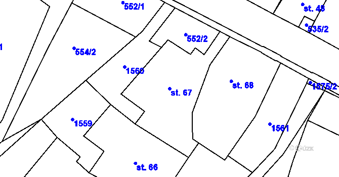 Parcela st. 67 v KÚ Ostrov u Tachova, Katastrální mapa