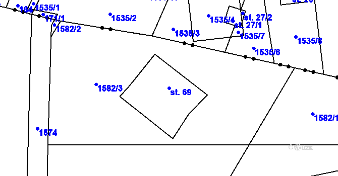 Parcela st. 69 v KÚ Ostrov u Tachova, Katastrální mapa