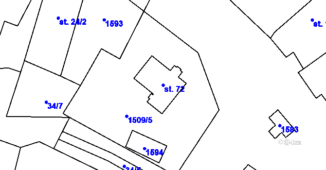 Parcela st. 72 v KÚ Ostrov u Tachova, Katastrální mapa