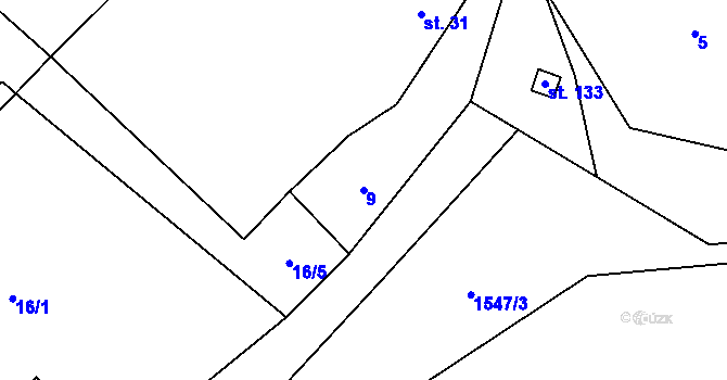 Parcela st. 9 v KÚ Ostrov u Tachova, Katastrální mapa