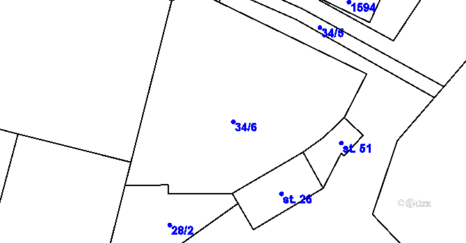 Parcela st. 34/6 v KÚ Ostrov u Tachova, Katastrální mapa