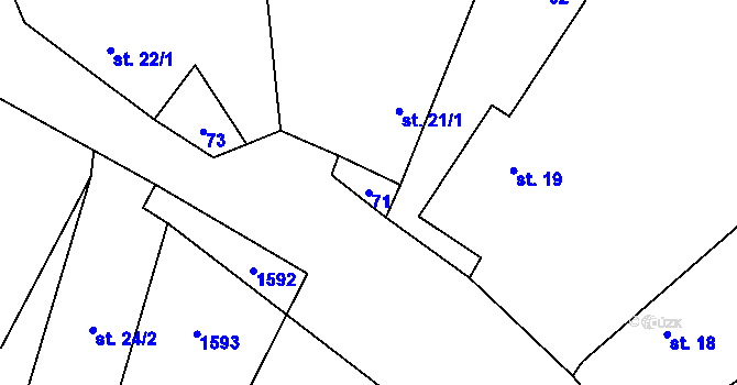 Parcela st. 71 v KÚ Ostrov u Tachova, Katastrální mapa