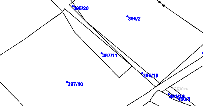 Parcela st. 397/11 v KÚ Ostrov u Tachova, Katastrální mapa