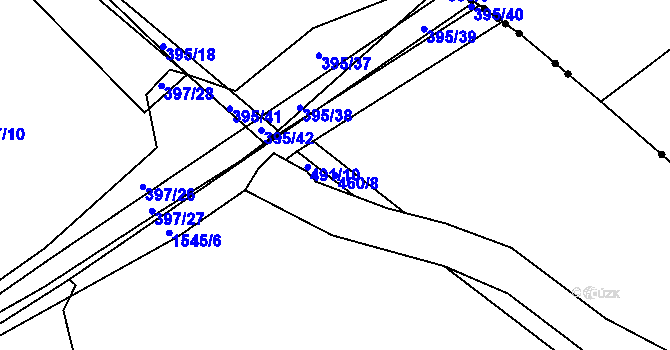 Parcela st. 460/8 v KÚ Ostrov u Tachova, Katastrální mapa