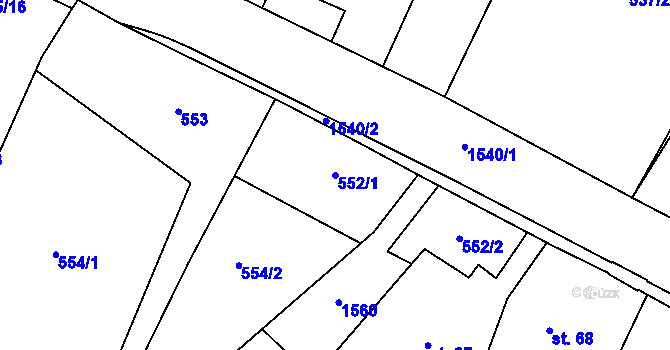 Parcela st. 552/1 v KÚ Ostrov u Tachova, Katastrální mapa